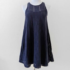 Navy boho lace mini dress